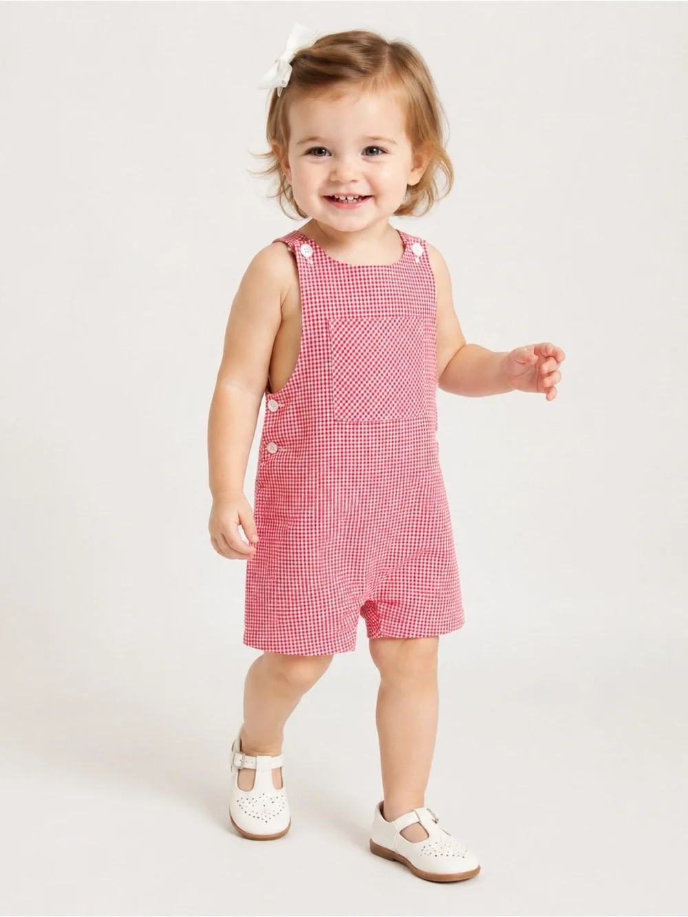 Edgehill Collection Baby Gingham Romper, Size 18M Cotton